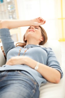 irritable bowel symptoms, woman with stomach pain
